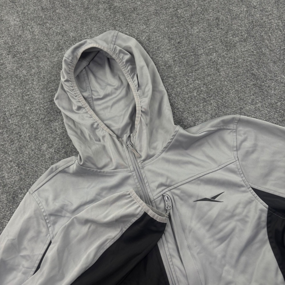 Reebok Full Zip Hoodie Size Small Gray Black Colorblock Lightweight Jacket Men's